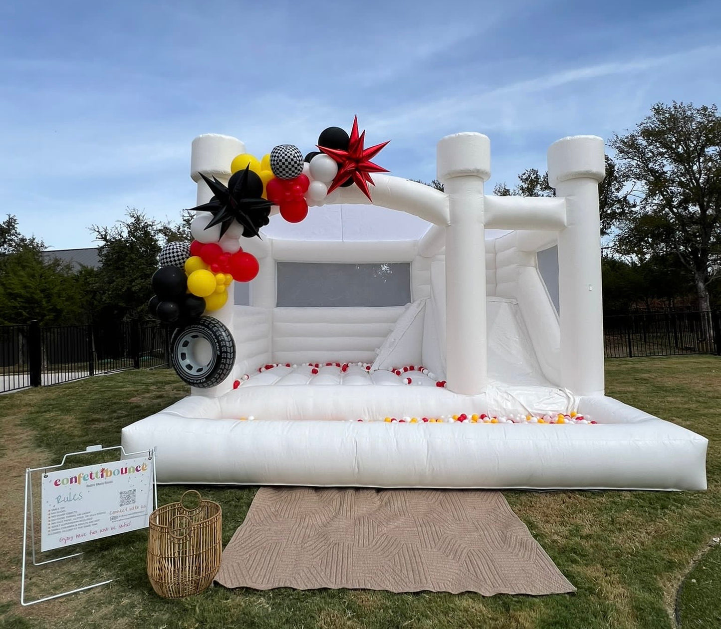 Modern palace - triple white bounce house combo