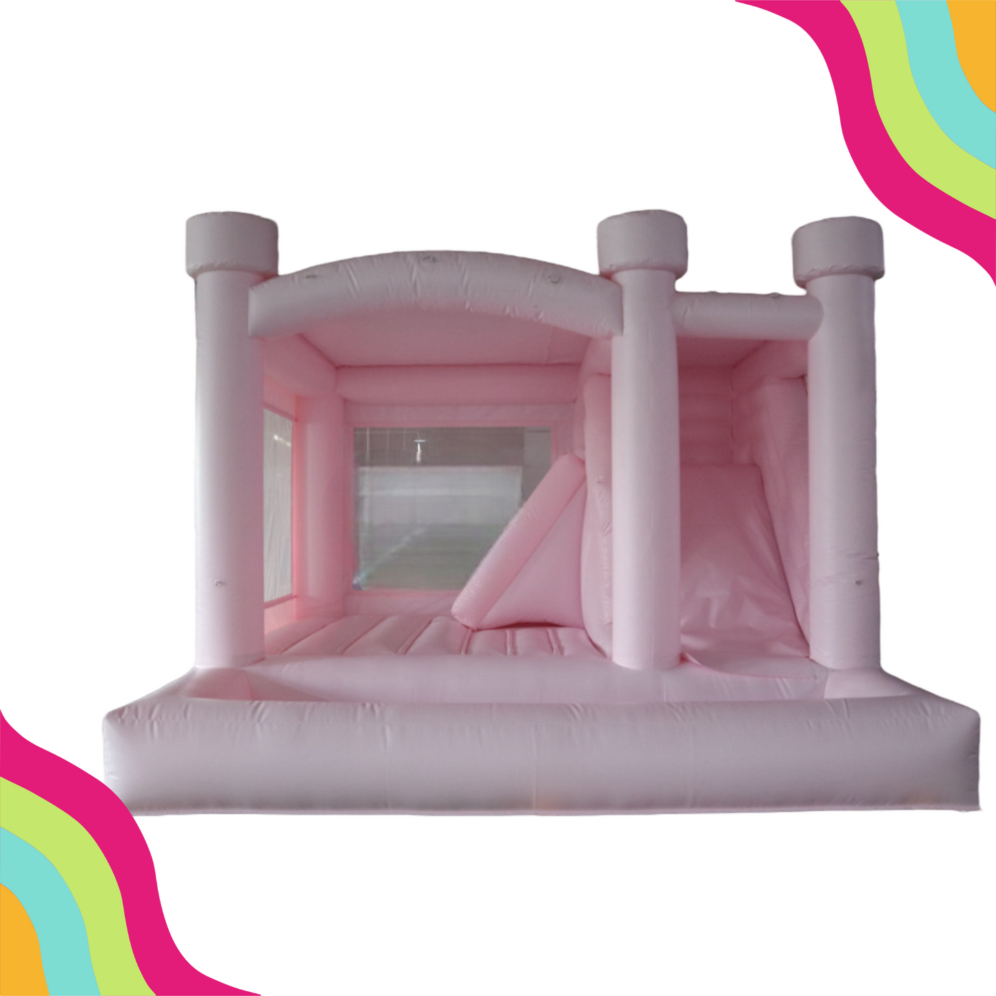 Discover the perfect touch for your upcoming event with our stunning ultimate pastel pink bounce house. Servicing the heart of Dallas Fort Worth, TX, this pastel color and eye-catching inflatable is guaranteed to elevate any celebration and create lasting memories for attendees.