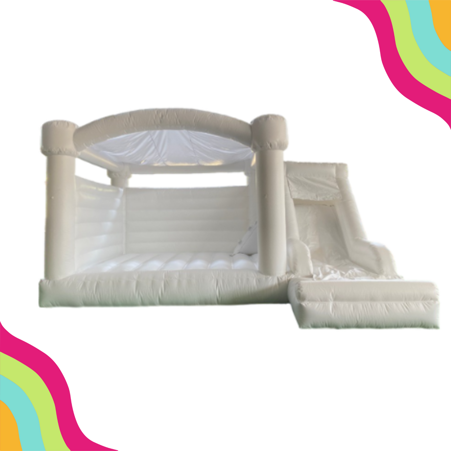 white bounce house rental dallas, modern bounce house rental DFW.