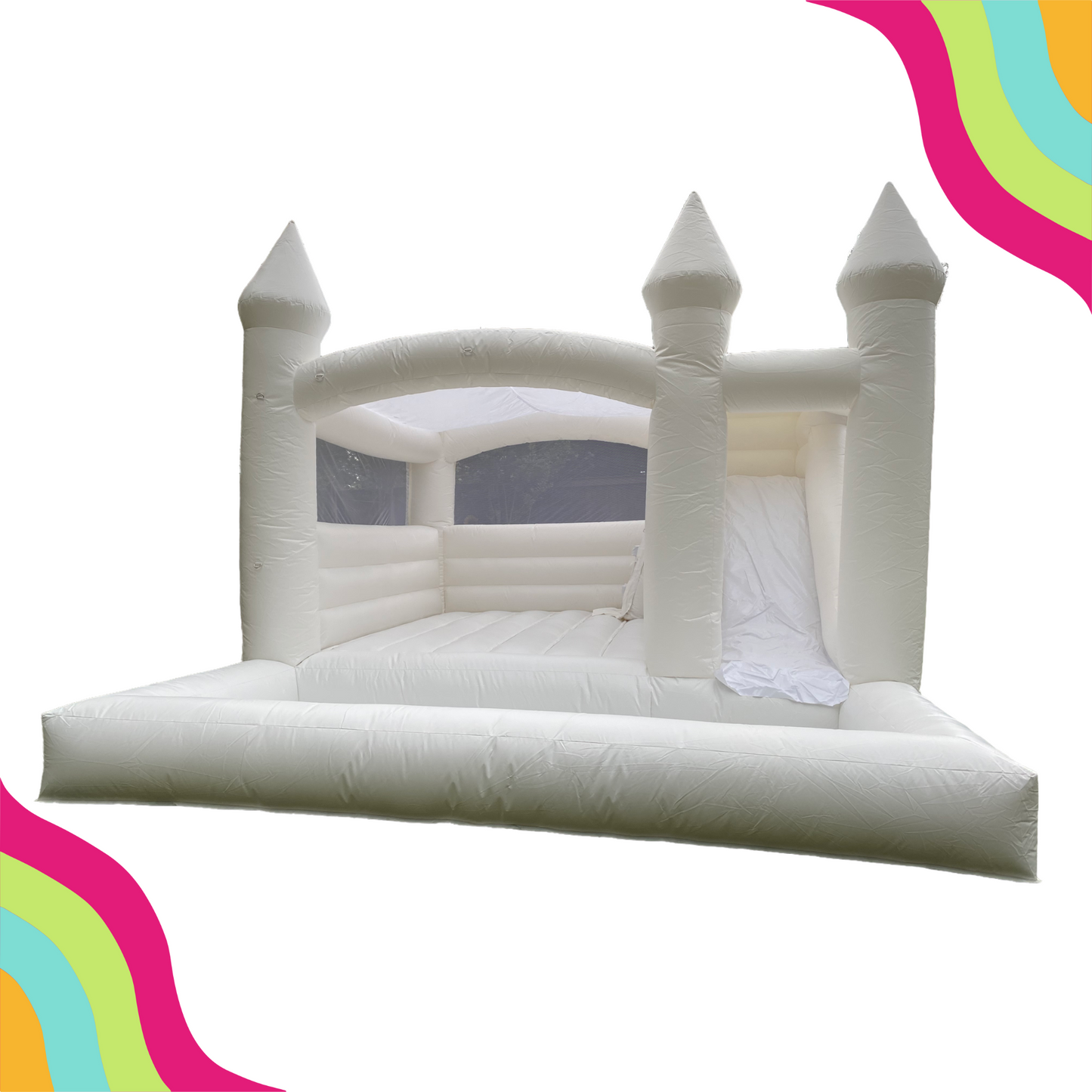 white castle - triple white bounce house combo