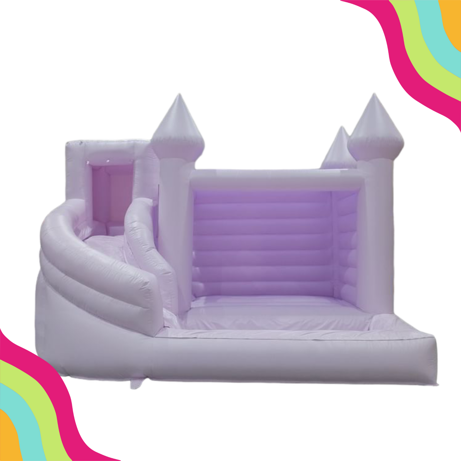 Get ready to leap into fun with the Lilac Leap - a triple combo modern pastel purple water slide! With a bounce, slide, and pool pit, this lilac modern splash pad is perfect for little ones to enjoy. Let the good times roll (and slide) with this unique and entertaining water slide!