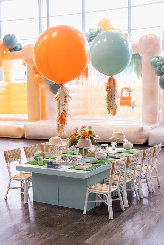 Teal Table with Peach Bounce House.jpg