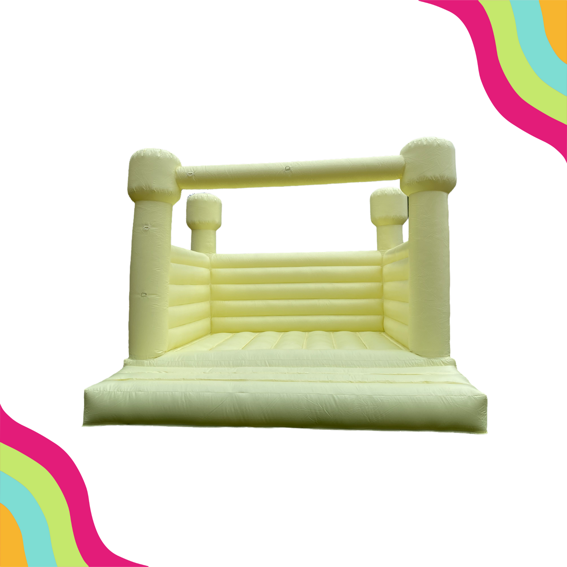 Check it out! The ultimate modern pastel yellow bounce house is ready to take your celebration to the next level! Serving the heart of Dallas Fort Worth, TX, this is the perfect addition to any event. 